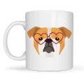 BUĞZ Kalpli Gözlüklü İngiliz Bulldog Tasarımlı Porselen Kupa Model 52 – Sevimli Köpek Desenli Kahve & Çay Kupası