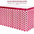 BUĞZ Kalpli Metalize Masa Eteği Kırmızı 75x300 cm