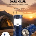 BUĞZ Kamp Feneri Şarj Edilebilir Güneş Enerjili Işıldak USB Şarjlı
