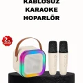 BUĞZ Karaoke Hoparlör Taşınabilir Çift Mikrofonlu ve LED Işıklı Bluetooth 5.0