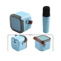 BUĞZ Karaoke Kablosuz Hoparlör Mikrofonlu Rgb Işıklı Bluetooth Speaker Tf Kart/usb Mavi