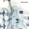 BUĞZ Kare Silver Cam Mozaik Fayans Çıkartmaları El İşi Kare Cam Fayans Kendinden Yapışkanlı Aynalı Dekor Panel 30x30 Cm