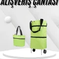 BUĞZ Katlanabilir Tekerlekli Pazar Market Çarşı Arabası Market Alışveriş Çantası