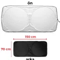 BUĞZ Katlanır Araba Ön Cam Güneşliği Metalize Isı Yalıtımlı Yazlık 150x70cm Otomobil Aksesuarı