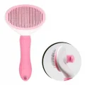  Kedi Köpek Tüy Toplayıcı Kendini Temizleyebilen Ergonomik Saplı Evcil Hayvan Tarağı Pembe