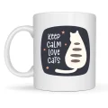 BUĞZ Keep Calm Love Cats Kedi Temalı Porselen Kupa MODEL 56 – Sevimli Tasarım , Kahve & Çay Kupası