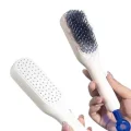BUĞZ Kendi Kendini Temizleyen Otomatik Tuşlu Saç Tarağı Dolaşık Açıcı Masaj Fırçası Silikon Fırça