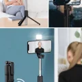 BUĞZ Kendiliğinden Led Işıklı Kumandalı Uzayabilen Selfie Çubuğu,masa Üstü Tripod