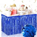 Kendinden Yapışkanlı Mavi Metalize Püsküllü Masa Eteği – 75 x 275 cm Parti Süslemesi