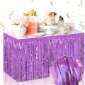 BUĞZ Kendinden Yapışkanlı Mor Metalize Püsküllü Masa Eteği