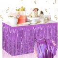  Kendinden Yapışkanlı Mor Metalize Püsküllü Masa Eteği – 75 x 275 cm Parti Süslemesi