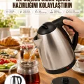 BUĞZ Kettle Su Isıtıcı C F Priz Uyumlu 220 - 240 V Paslanmaz Çelik Kablolu