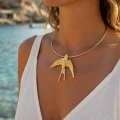 BUĞZ Kırlangıç Model Gold Renk Choker Kadın Kolye - BUĞZ
