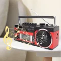BUĞZ Kırmızı Bluetooth özellikli FM radyo USB MP3 çalar kaset çalar nostaljik müzik seti