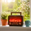 BUĞZ Kırmızı bluetoothlu şömine tipi nostaljik radyo FM radyo USB MP3 player şarjlı hoparlör