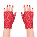 BUĞZ Kırmızı Dantel Parmaksız Kısa Eldiven