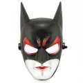  Kırmızı Gözlü Siyah Batman Maske - Lastikli Batgirl Maskesi 28x17 cm