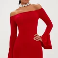 BUĞZ Kırmızı İspanyol Kol Dar Elbise