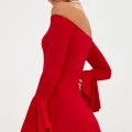 BUĞZ Kırmızı İspanyol Kol Dar Elbise