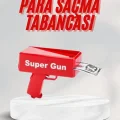 BUĞZ Kırmızı Parti Oyuncağı Para Saçma Fırlatma Tabancası Makinesi Super Money