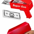 BUĞZ Kırmızı Parti Oyuncağı Para Saçma Fırlatma Tabancası Makinesi Super Money