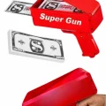  Kırmızı Parti Oyuncağı Para Saçma Fırlatma Tabancası Makinesi Super Money