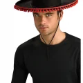  Kırmızı Ponponlu Siyah Renk Yetişkin İspanyol Şapkası