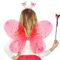 BUĞZ Kırmızı Renk Çocuk Kelebek Kanadı Tacı Ve Asa Seti 50 Cm