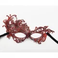  Kırmızı Renk Dantel Örgü İşlemeli Parti Maskesi Model 1