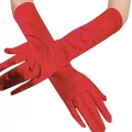 BUĞZ Kırmızı Renk Dirseğe Kadar Uzun Kumaş Eldiven 40 Cm Bx40