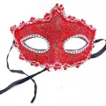  Kırmızı Renk Gözler Kristal Taşlı Dantelli Parti Maskesi
