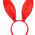 BUĞZ Kırmızı Renk Saten Kaplama Şekil Verilebilir Tavşan Kulak Taç 35x11 cm