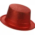  Kırmızı Renk Uzun Plastik Simli Parti Şapkası