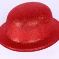  Kırmızı Renk Yuvarlak Simli Plastik Parti Şapkası