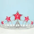  Kırmızı Yıldız Taşlı Plastik Kraliçe Prenses Elsa Tacı Çocuk Boy
