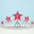 BUĞZ Kırmızı Yıldız Taşlı Plastik Kraliçe Prenses Elsa Tacı Çocuk Boy