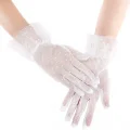 BUĞZ Kısa Boy Güpürlü Beyaz Puantiyeli Tül Eldiven Beyaz Renk