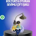BUĞZ Kitap Okuyan Çift Figürlü Gece Lambası Romantik Dekoratif Masa Lambası