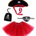 BUĞZ Kız Çocuk Korsan Kostüm Seti - Şapka Etek Kanca Maske