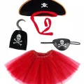 BUĞZ Korsan Kostüm Seti Kız Çocuk - Şapka, Etek, Kanca, Göz Maskesi