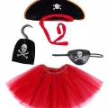  Korsan Kostüm Seti Kız Çocuk - Şapka, Etek, Kanca, Göz Maskesi
