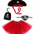 BUĞZ Korsan Kostüm Seti Kız Çocuk - Şapka, Etek, Kanca, Göz Maskesi