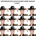 BUĞZ Kovboy Şerif Şapkası Siyah 12 Adet - Kostüm, Parti Ve Gösteri Şapkası