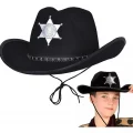 BUĞZ Kovboy Şerif Şapkası Siyah 12 Adet - Kostüm, Parti ve Gösteri Şapkası
