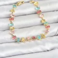 BUĞZ Kristal Taşlı Baget Kesimli Karışık Renkli Gold Renk Gema Kadın Bileklik