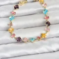 BUĞZ Kristal Taşlı Kesimli Karışık Renkli Gold Renk Gema Kadın Bileklik