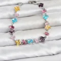 BUĞZ Kristal Taşlı Kesimli Karışık Renkli Gümüş Renk Gema Kadın Bileklik