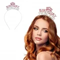 BUĞZ Kristal Taşlı Pembe Birthday Princess Yazılı Parti Tacı 19x11 Cm