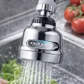 BUĞZ Krom 3 Fonksiyonlu 360° Döner Su Tasarruflu Musluk Başlığı Mutfak Evye ve Lavabo İçin Batarya Ucu