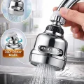 BUĞZ Krom 3 Fonksiyonlu 360° Döner Su Tasarruflu Musluk Başlığı Sıçrama Önleyici Batarya Ucu